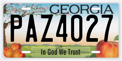 GA license plate PAZ4027