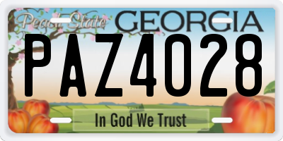 GA license plate PAZ4028