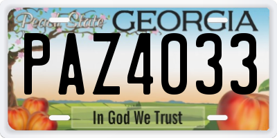 GA license plate PAZ4033