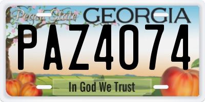 GA license plate PAZ4074