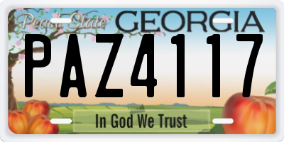 GA license plate PAZ4117