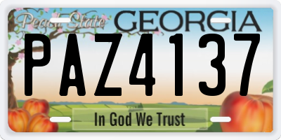 GA license plate PAZ4137