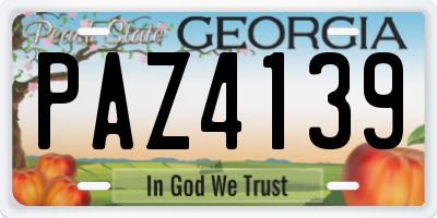 GA license plate PAZ4139
