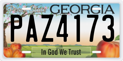 GA license plate PAZ4173