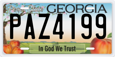 GA license plate PAZ4199