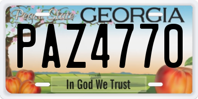 GA license plate PAZ4770