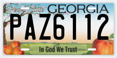 GA license plate PAZ6112