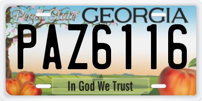 GA license plate PAZ6116