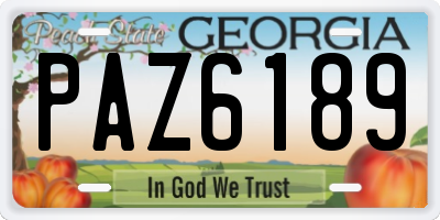 GA license plate PAZ6189
