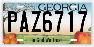 GA license plate PAZ6717