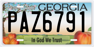GA license plate PAZ6791