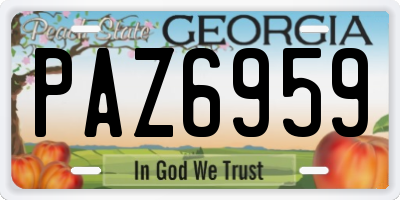 GA license plate PAZ6959