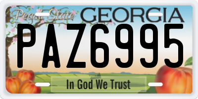 GA license plate PAZ6995
