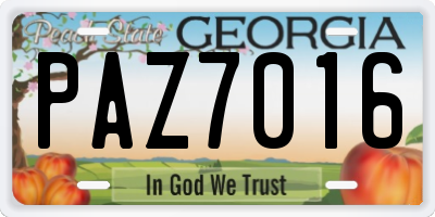 GA license plate PAZ7016