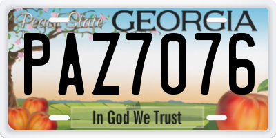 GA license plate PAZ7076