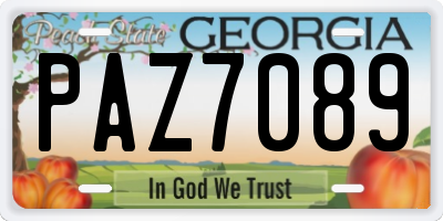 GA license plate PAZ7089