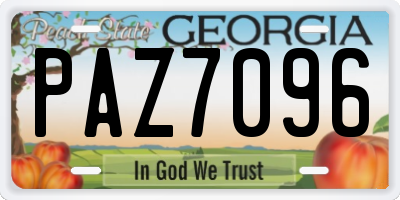 GA license plate PAZ7096