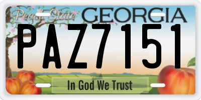 GA license plate PAZ7151
