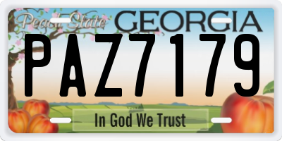 GA license plate PAZ7179