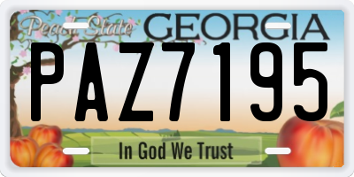 GA license plate PAZ7195