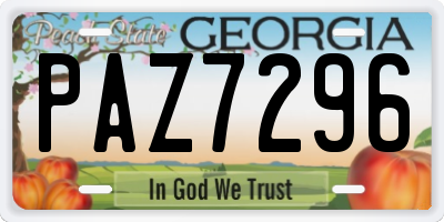 GA license plate PAZ7296