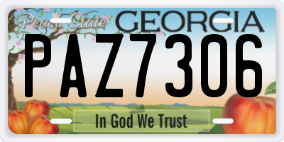 GA license plate PAZ7306
