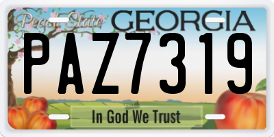 GA license plate PAZ7319