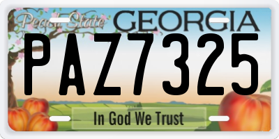 GA license plate PAZ7325
