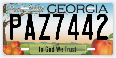 GA license plate PAZ7442