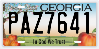 GA license plate PAZ7641