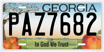 GA license plate PAZ7682