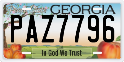 GA license plate PAZ7796