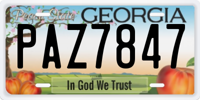 GA license plate PAZ7847