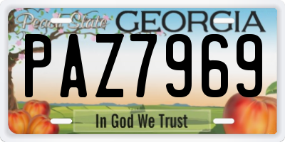GA license plate PAZ7969