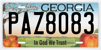 GA license plate PAZ8083