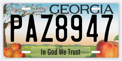GA license plate PAZ8947