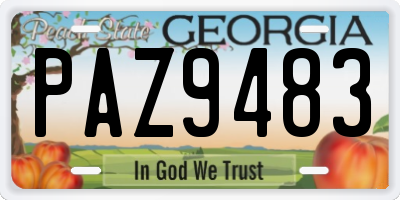 GA license plate PAZ9483