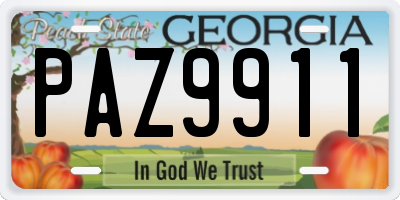 GA license plate PAZ9911