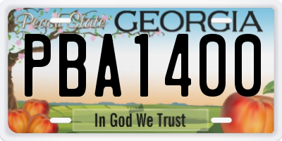 GA license plate PBA1400