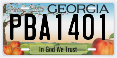 GA license plate PBA1401