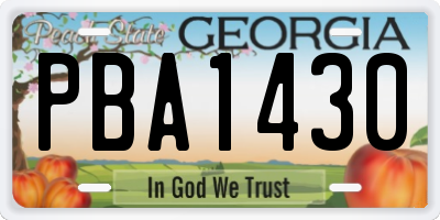 GA license plate PBA1430