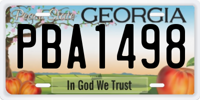 GA license plate PBA1498