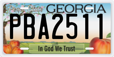 GA license plate PBA2511