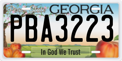 GA license plate PBA3223