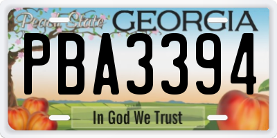 GA license plate PBA3394