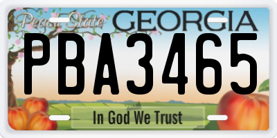 GA license plate PBA3465