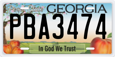 GA license plate PBA3474