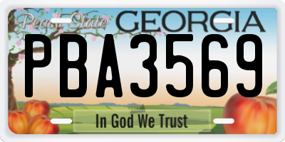 GA license plate PBA3569