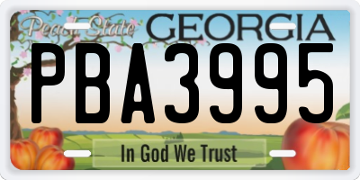 GA license plate PBA3995