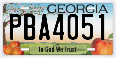 GA license plate PBA4051